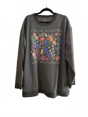 Natural Life Comfy Pocket Sweatshirt w/Vibrant Floral Graphic Women's Size 3X